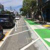 Protected bike lane on Folsom near 8th Street (2018 near-term improvements)