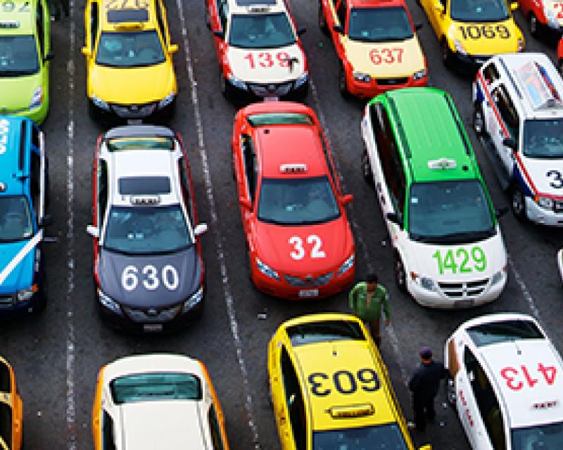Rows of taxis
