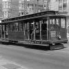 A cable car on Sacramento Street near Fillmore in 1918. This cable car line was closed by Market Street Railway in 1942.